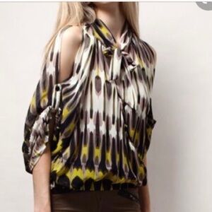 Gracia Cold Shoulder Blouse with Bow Tie